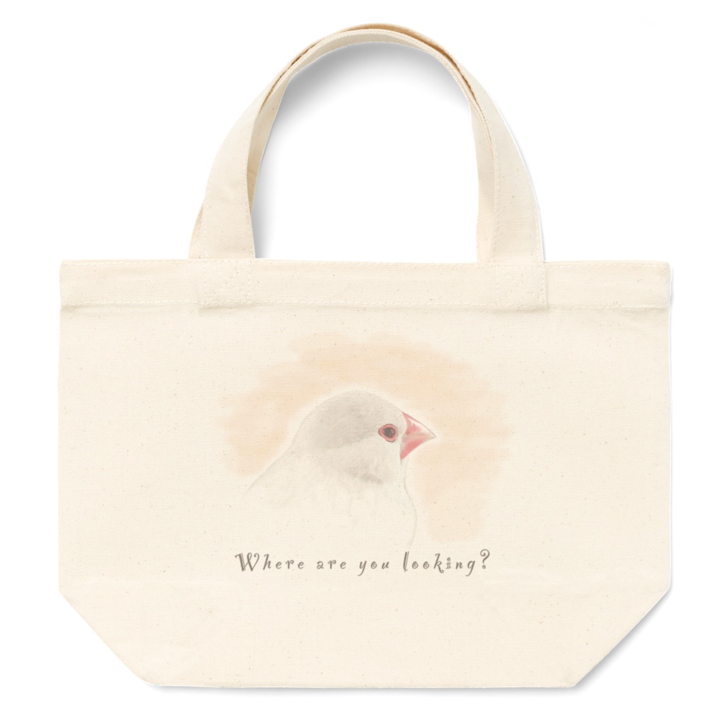 窓の外を眺める文鳥さんのトートバッグ