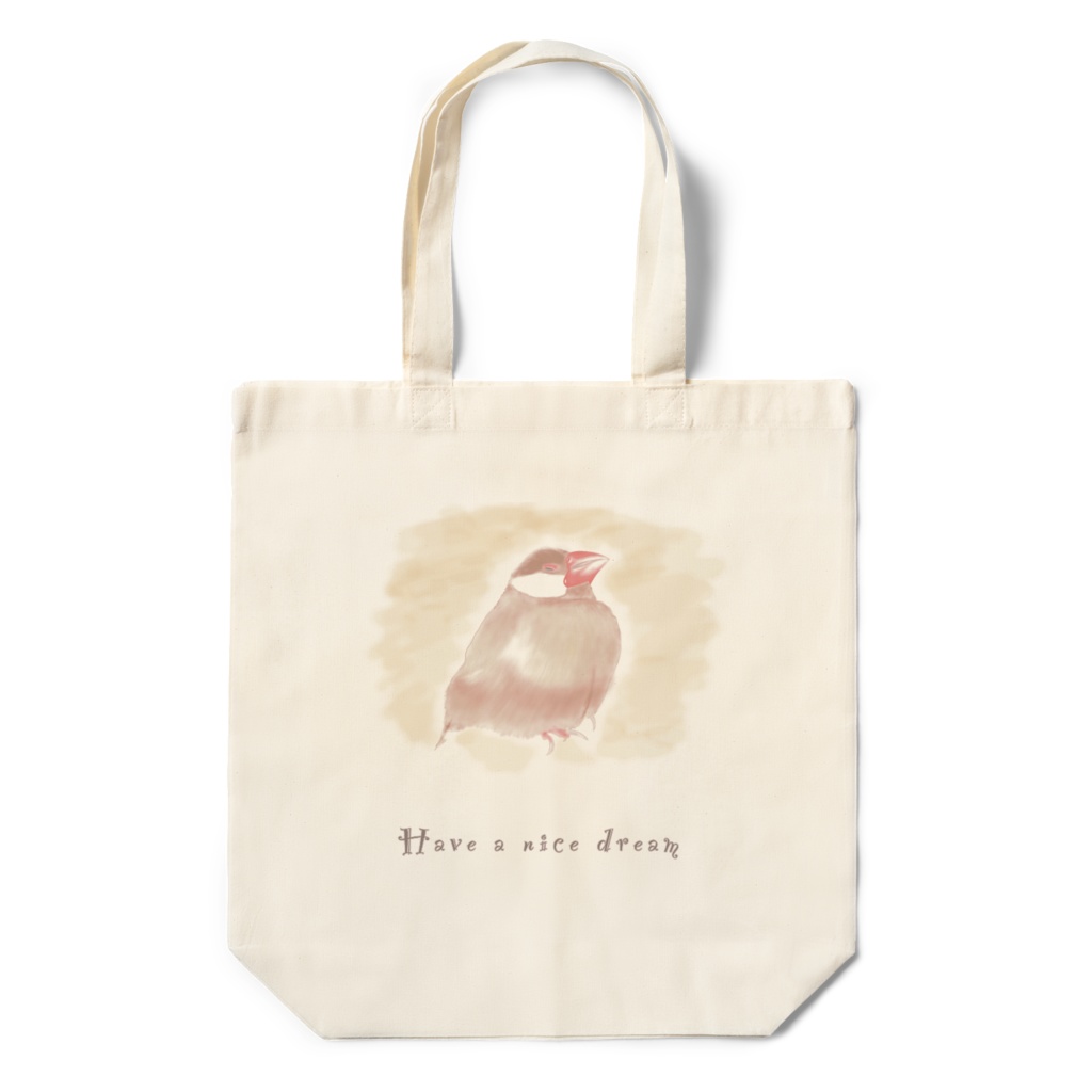 眠くなったシナモン文鳥さんのエコバッグ