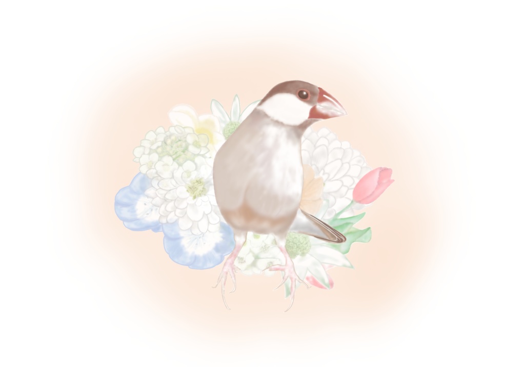 3羽で背比べをする文鳥さんTシャツ