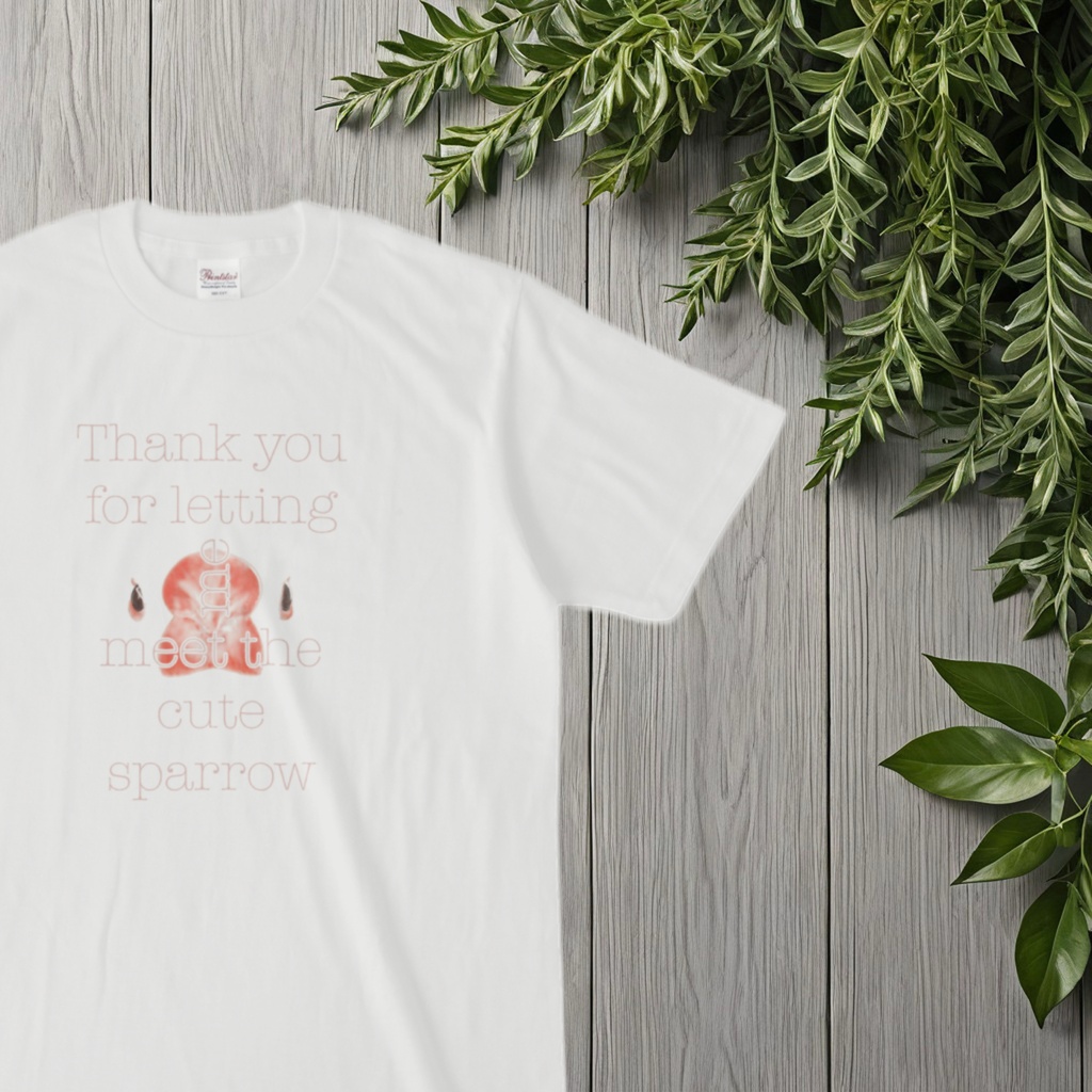 かわいい文鳥さんの正面顔のメッセージTシャツ
