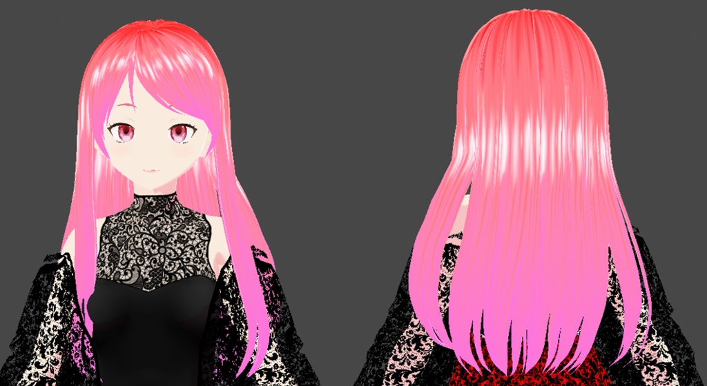 Vroid Studio Red/Pink Ombre hair texture - Free