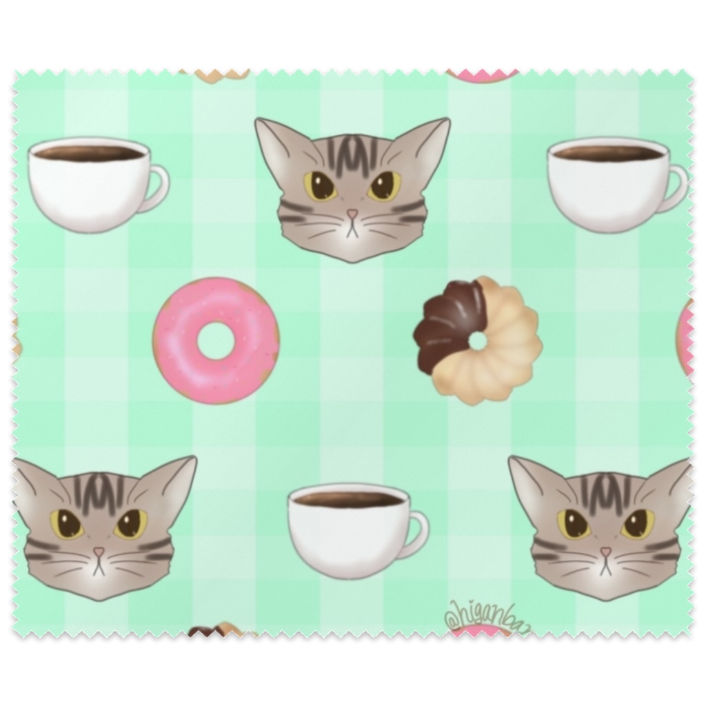 猫の日　ドーナツとコーヒー　クロス