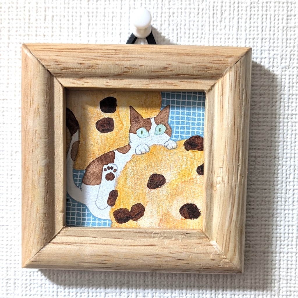 【ミニ原画】チョコチップクッキー×白黒ぶちのねこちゃん
