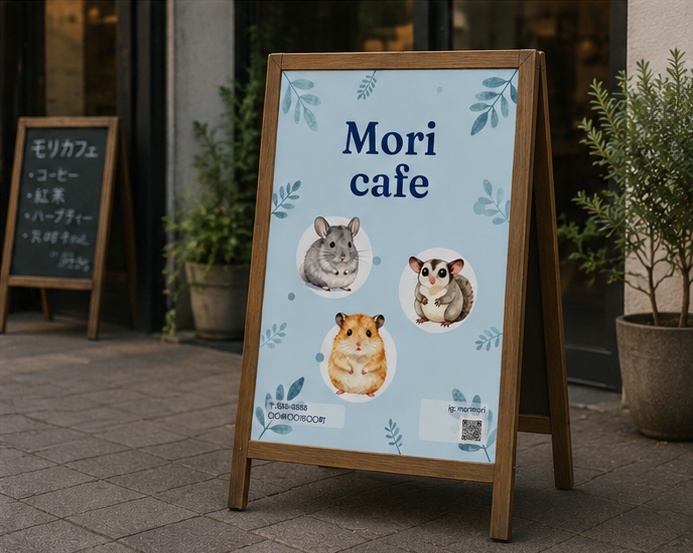 小動物カフェ・ペットショップ向け ポスターテンプレート|Canva編集可能 ハムスター チンチラ ナチュラル かわいい