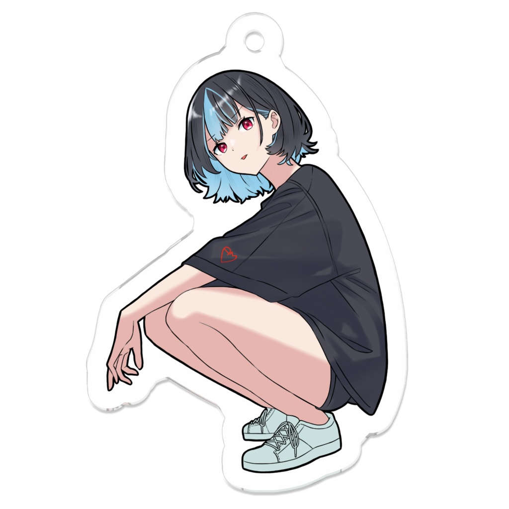 アクリルキーホルダー　ハッカちゃん 黒Tシャツver.