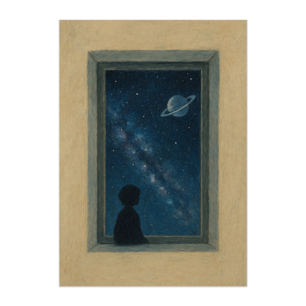 宇宙を眺める小さな窓 癒しのアートポスター