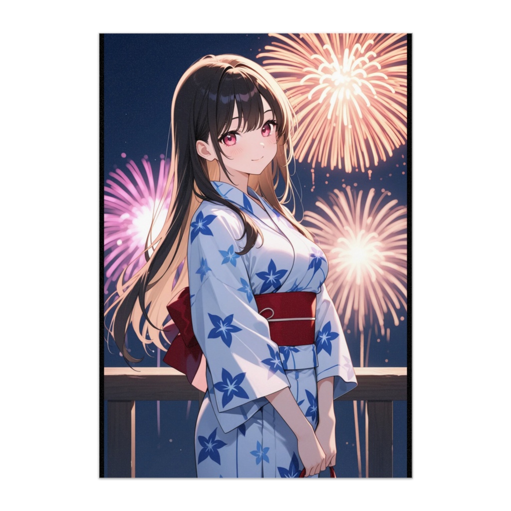 夏のきみ、花火の夜に 浴衣ポスター