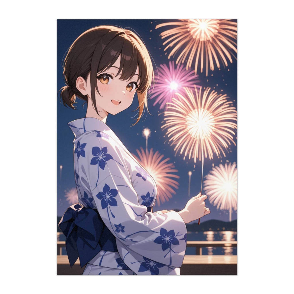 花火とふりむく　浴衣ポスター
