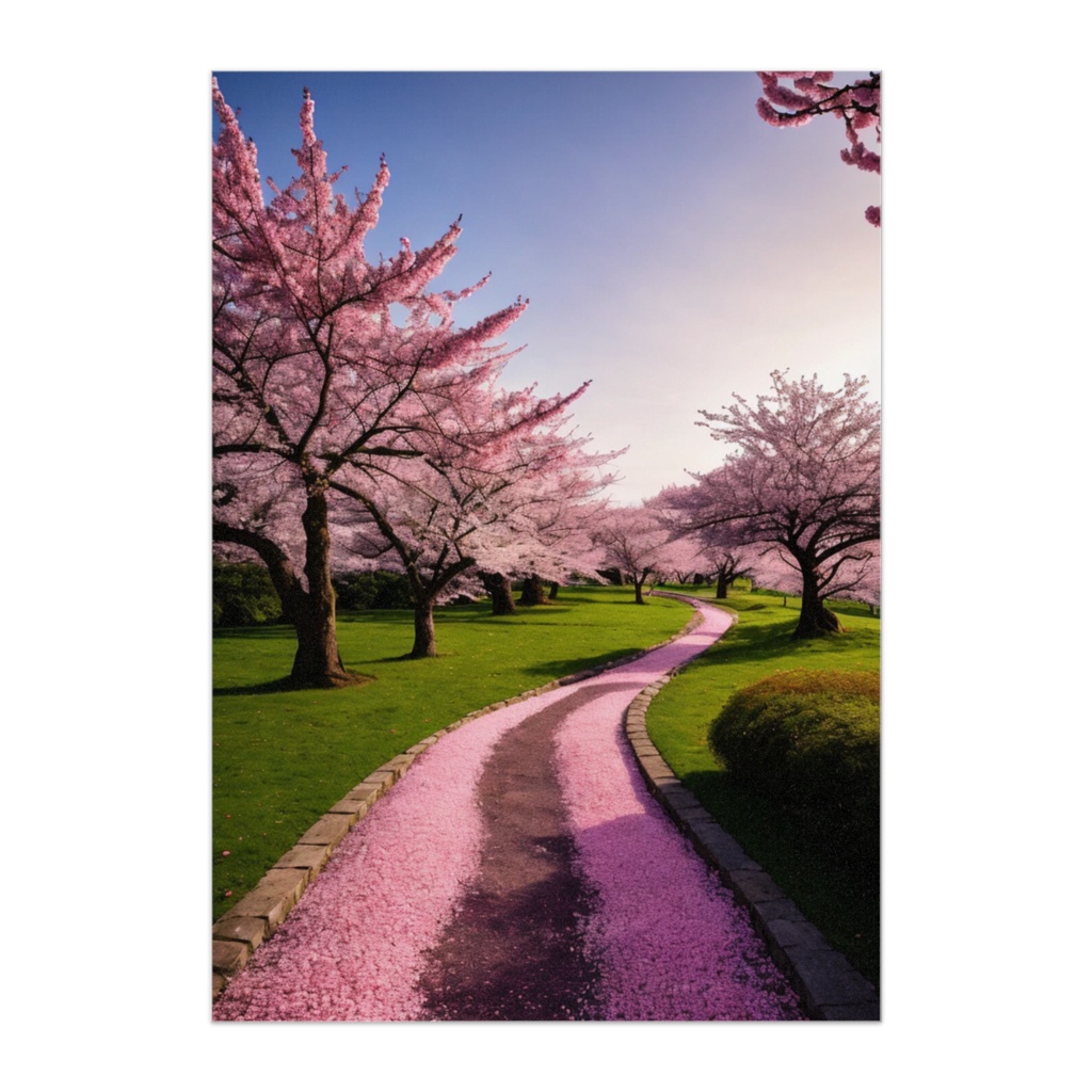 桜の小径と花びらの道 春色ポスター