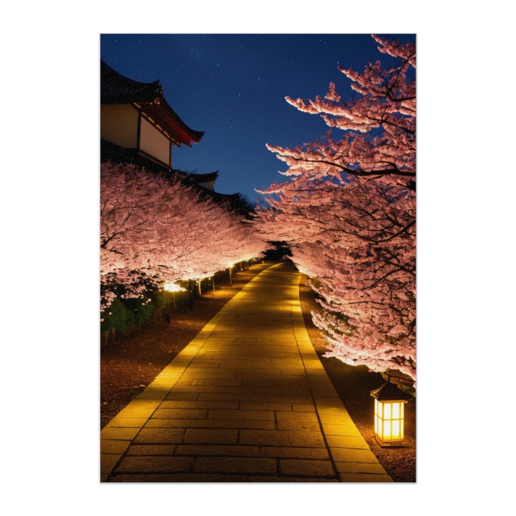 灯りに染まる夜桜の道 幻想参道ポスター