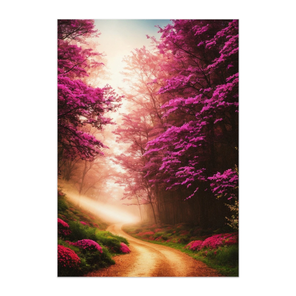 桜霞の小道 ファンタジー風景ポスター