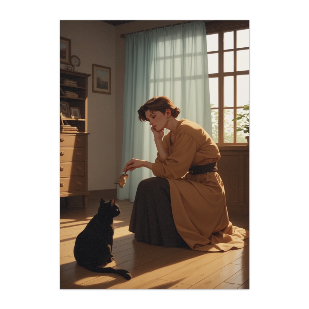 静かな午後と黒猫のまなざし ポスター