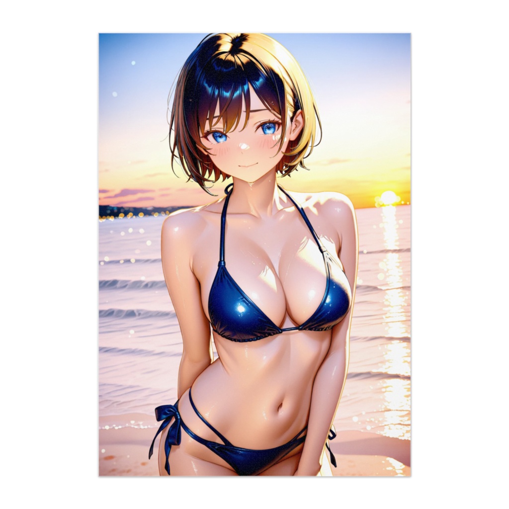 夕焼けビーチの誘惑 美少女ポスター