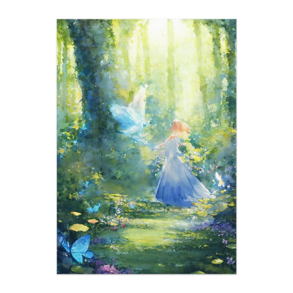 森に現れた光の妖精 ファンタジーポスター