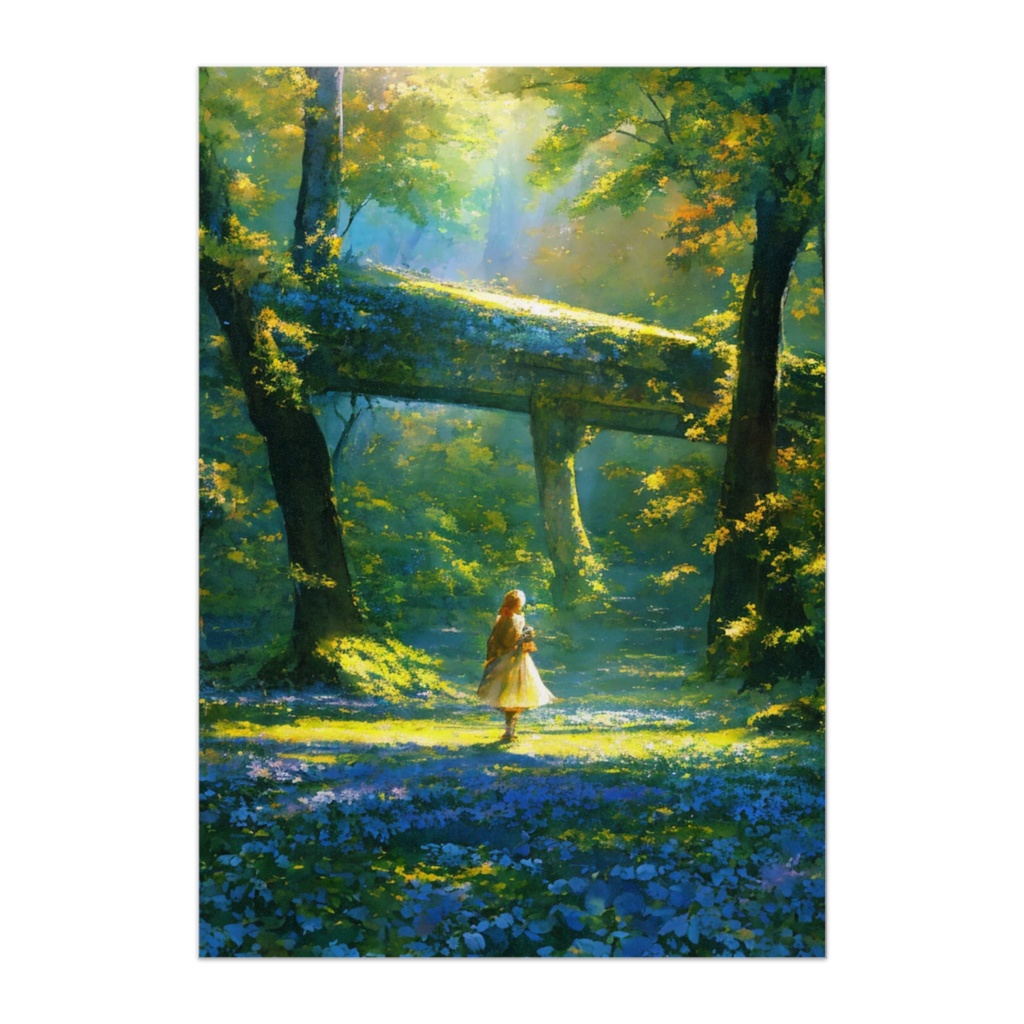 光の森と少女のひととき ファンタジーポスター
