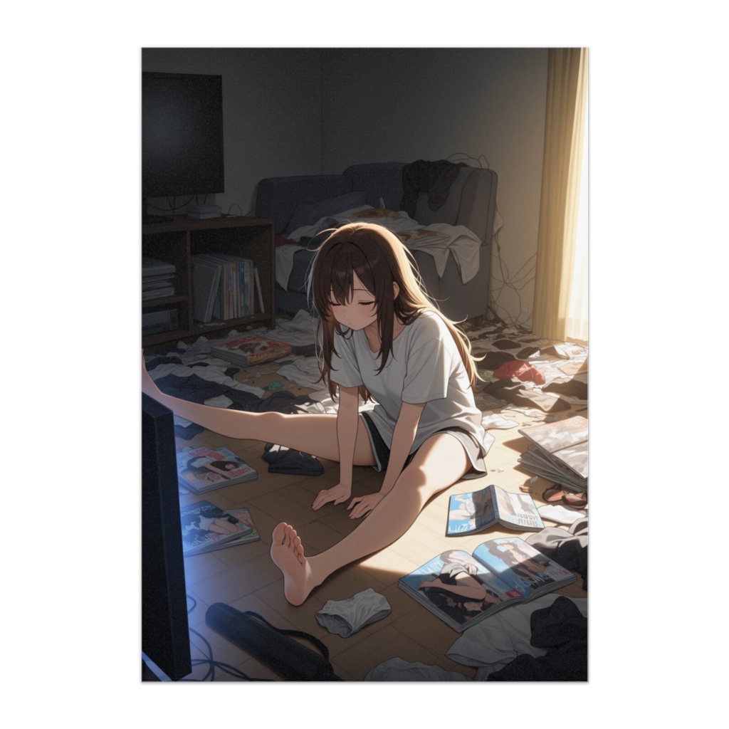 部屋着ズボラ女子、放心タイム。