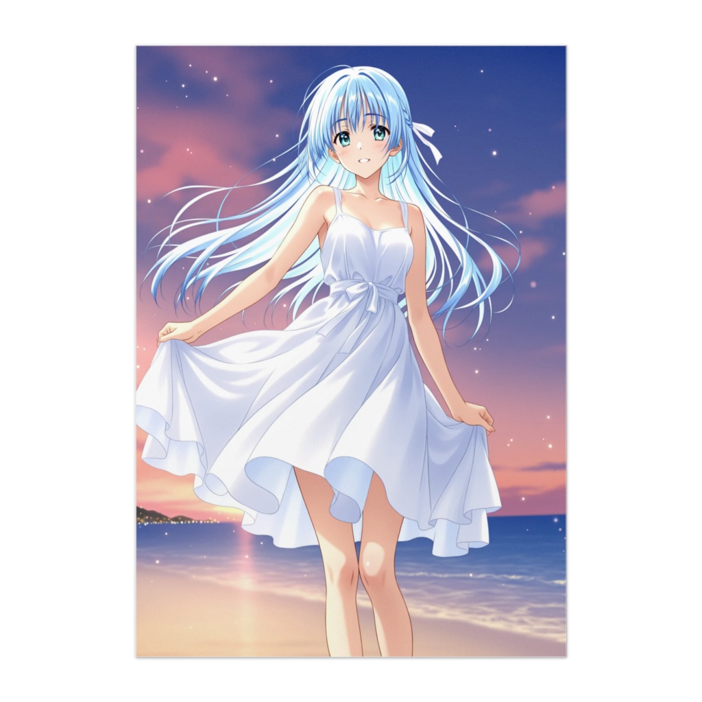 海辺の白いワンピース