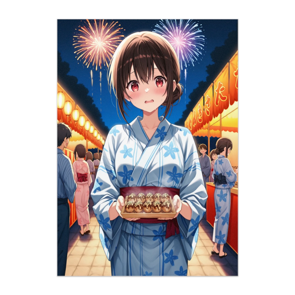 浴衣とたこ焼きと花火の夜 