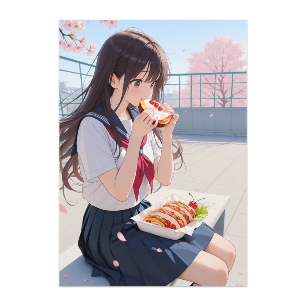 「桜の季節、屋上ランチ」 