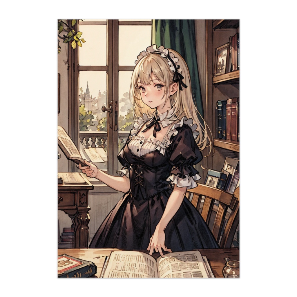読書メイドと書斎の朝
