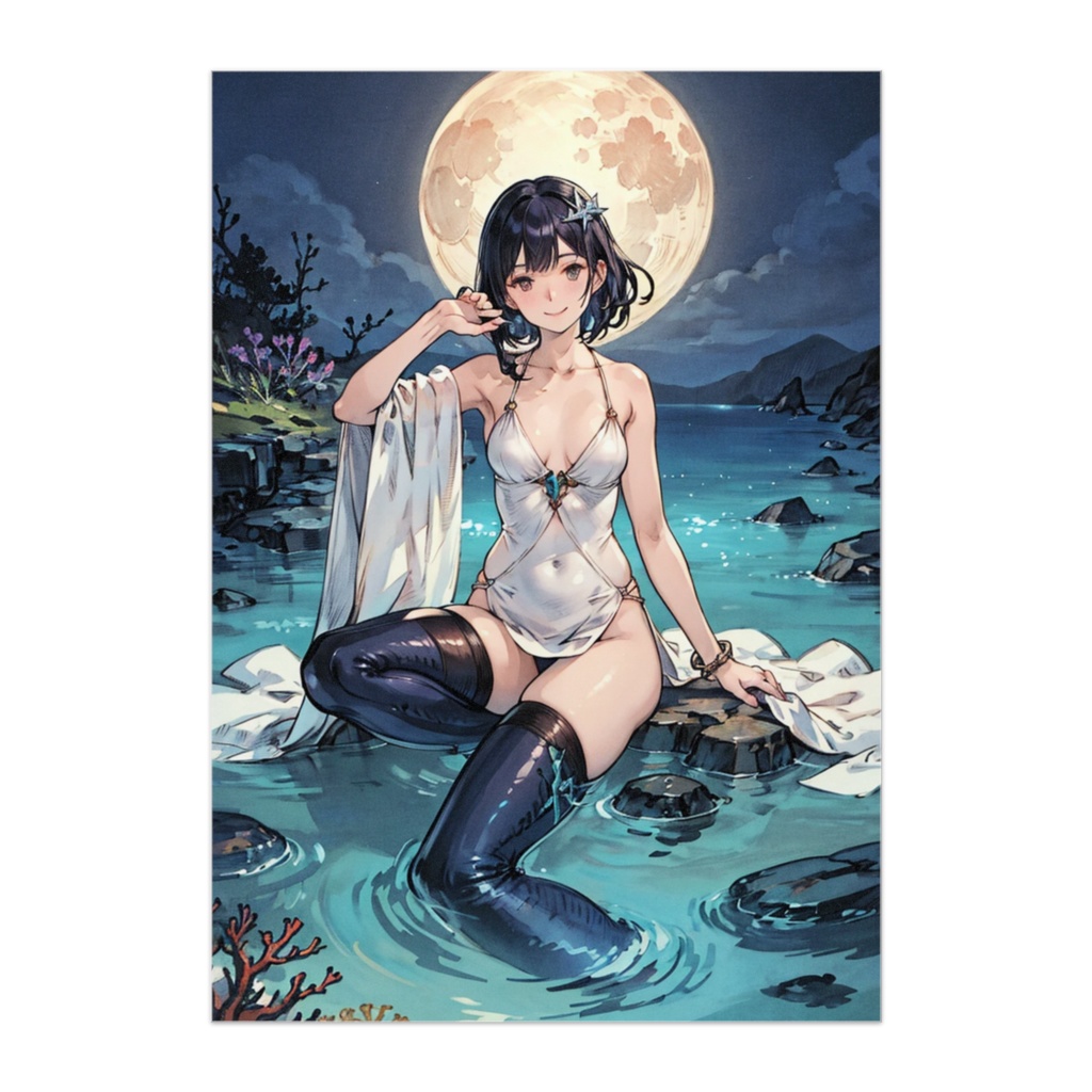 月夜に微笑む海の精霊 