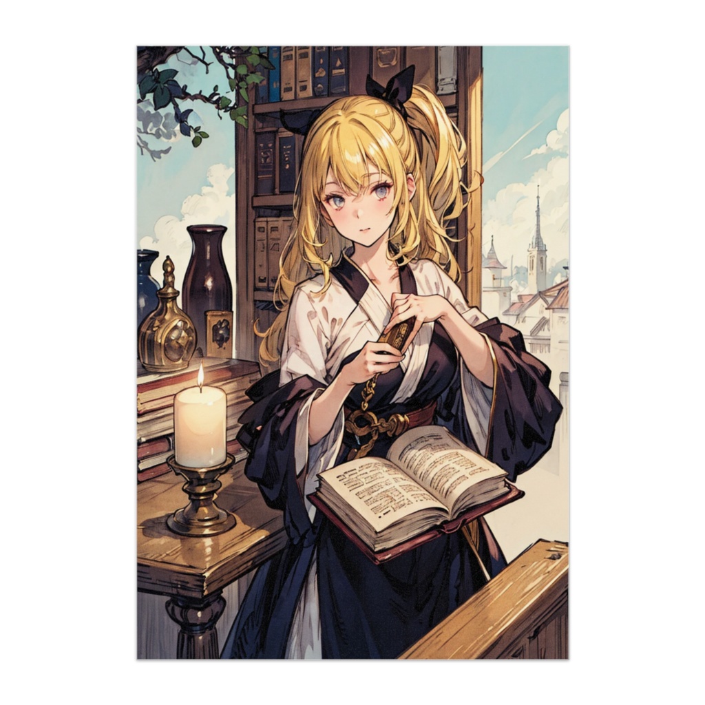 「魔法図書館の見習い少女」