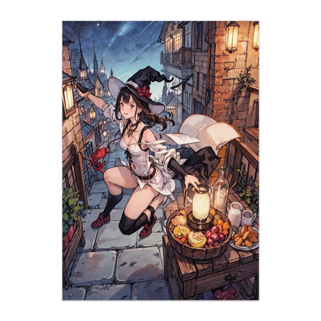 魔法の街角と夕暮れの魔女 