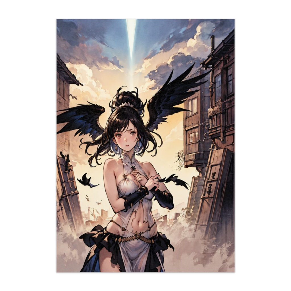堕ちた黒翼の天使:廃墟に響く祈り