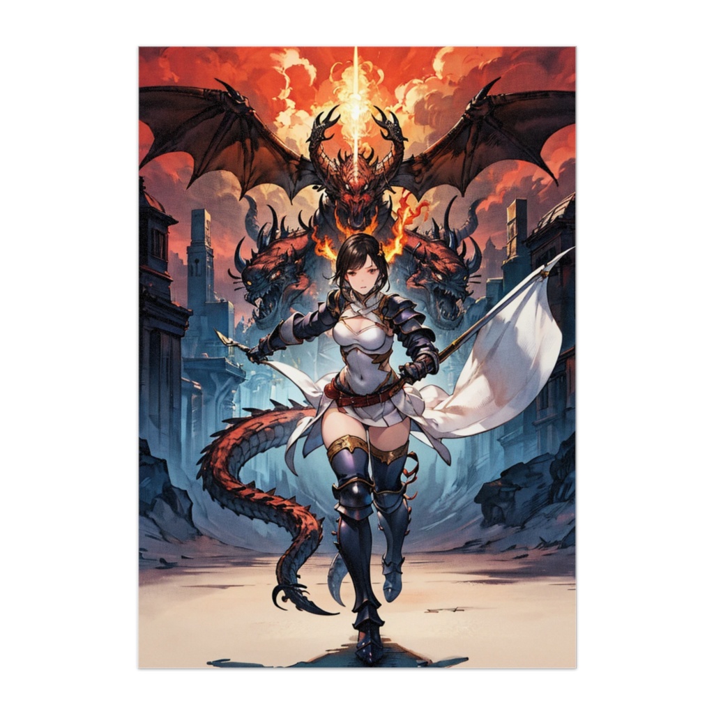 三つ首の魔竜に挑む剣士