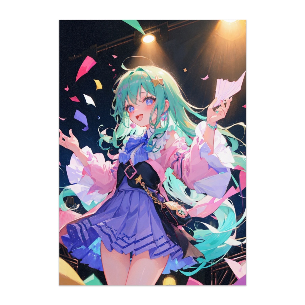 ステージの星と紙吹雪の少女