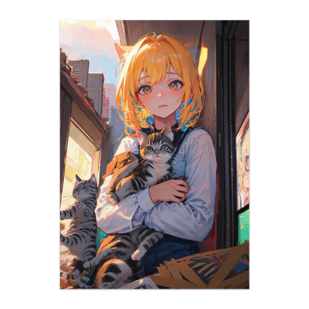 猫耳少女と三匹の猫たち