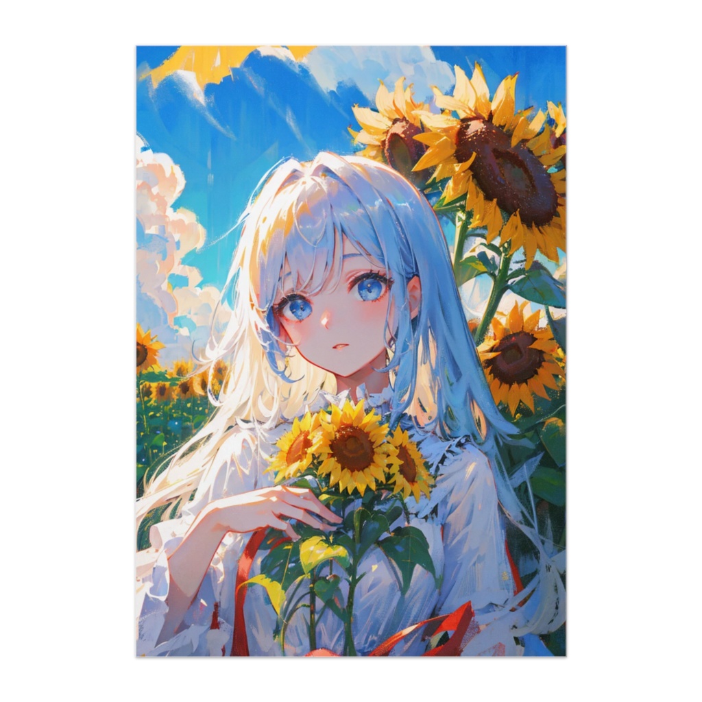 ひまわり畑と白銀の少女