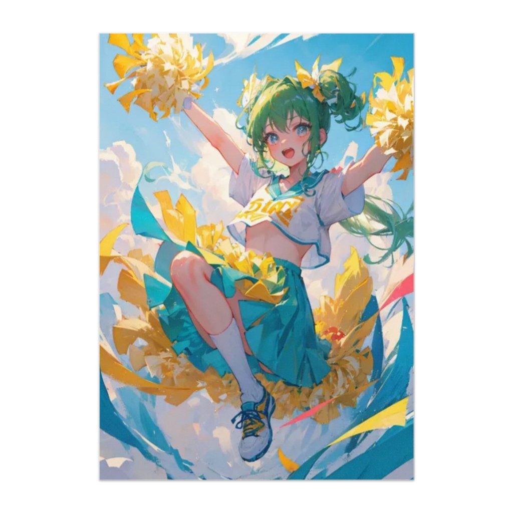 空へジャンプ!チアガールの笑顔