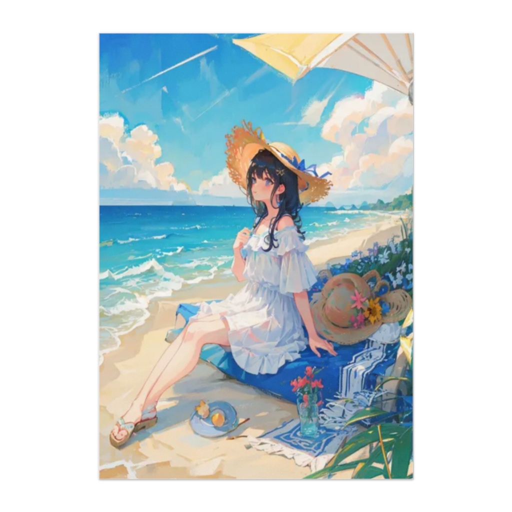 白いワンピースと夏の海辺