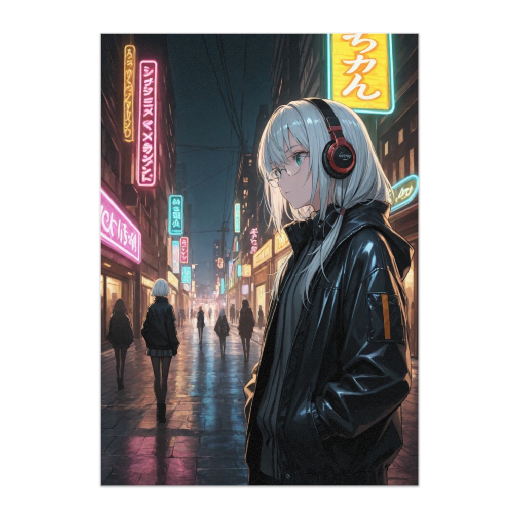 ネオン街のヘッドフォンガール