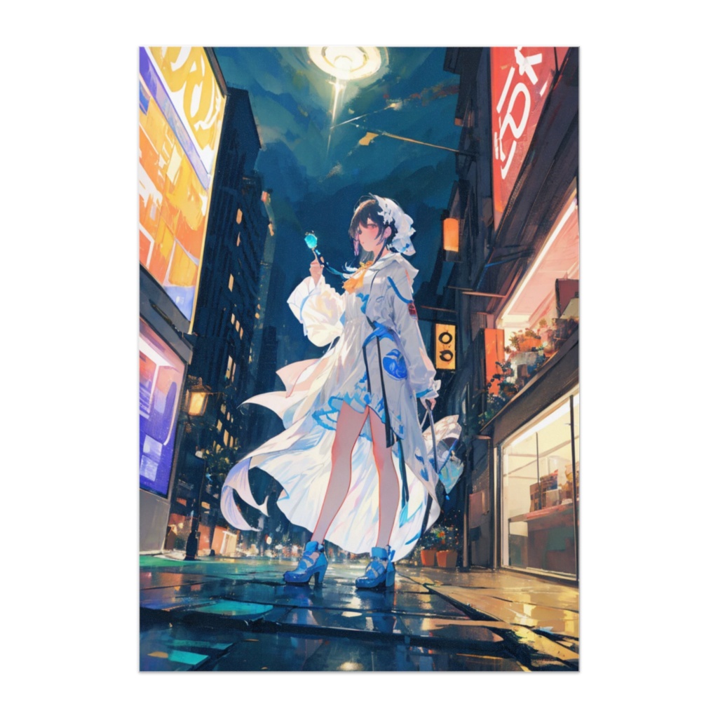 夜空の街と幻想少女