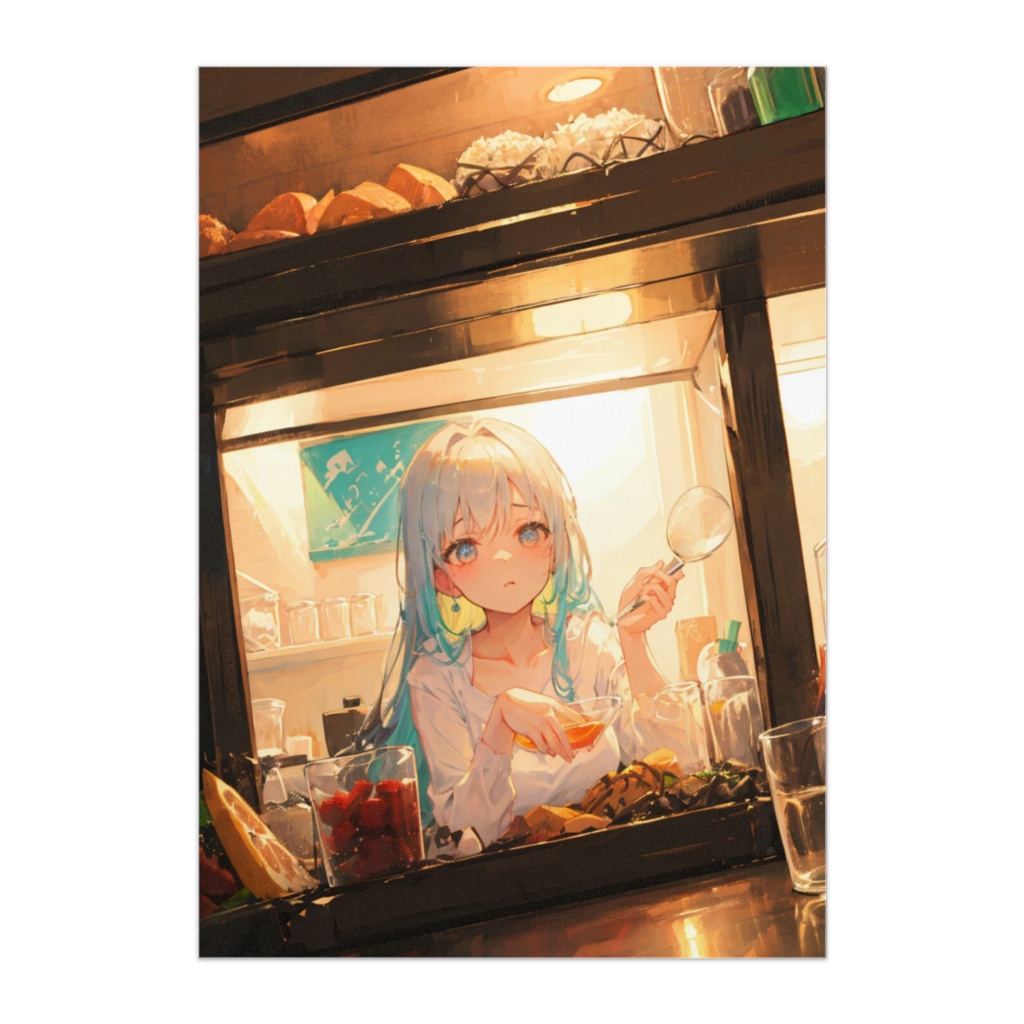 カウンター越しの少女と料理時間