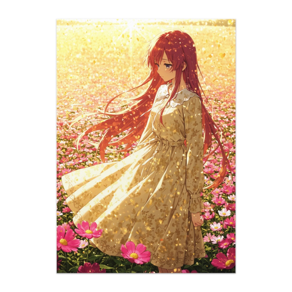 花畑に舞う光と少女