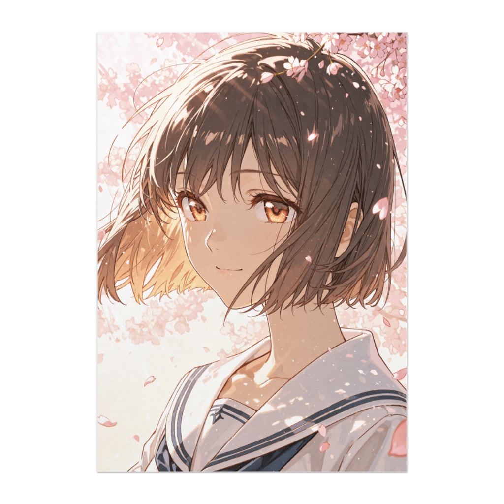 桜舞うセーラー服の少女