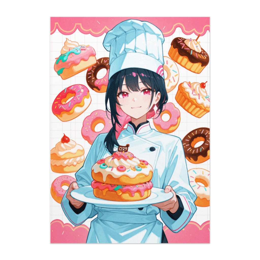 ドーナツとパティシエ少女のポスター