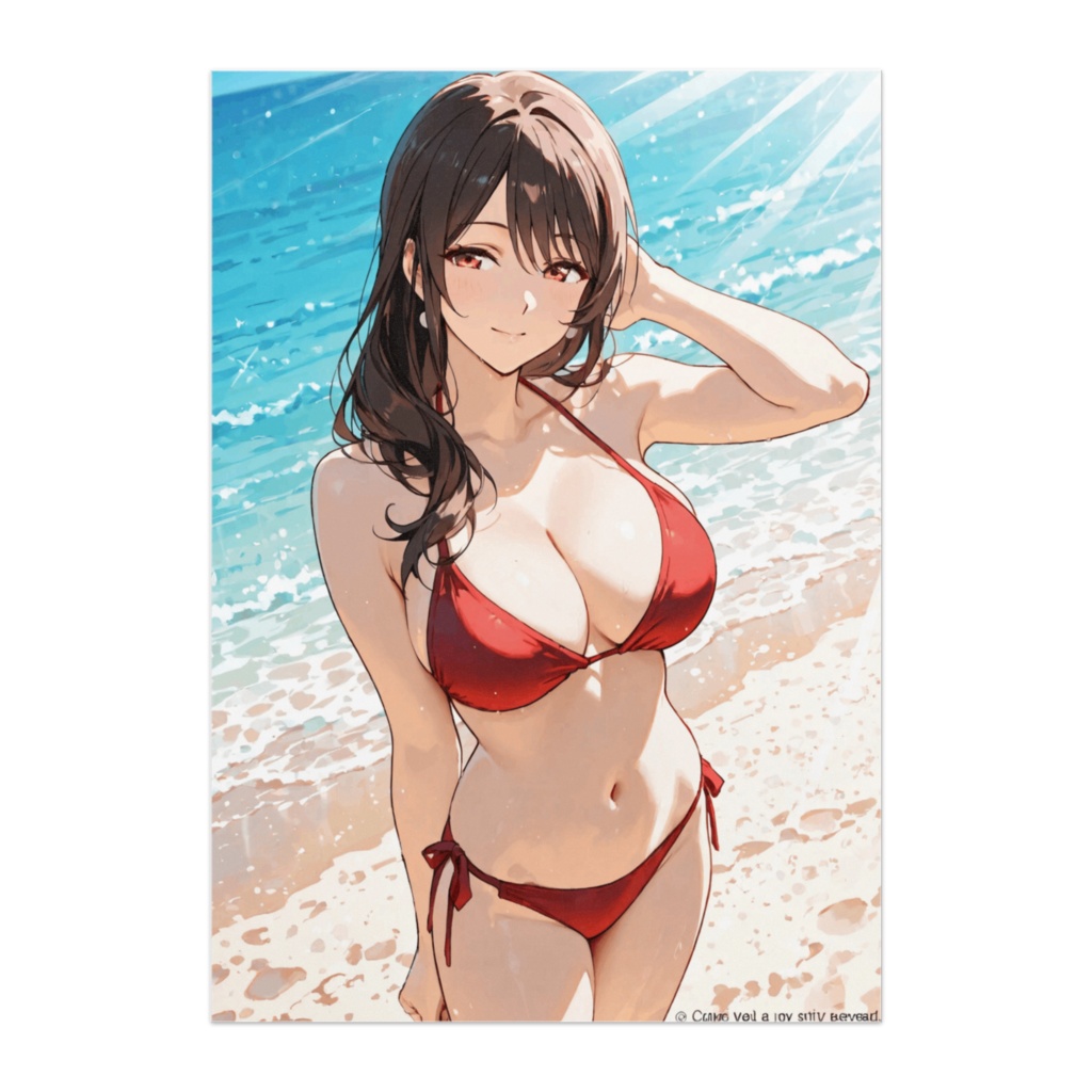 赤ビキニ美女の夏ビーチ