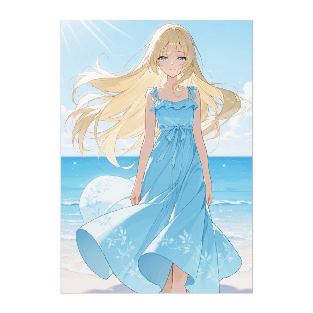 青いドレスと夏の海