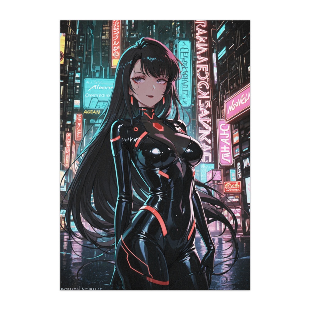サイバーパンク黒髪美女ポスター  
