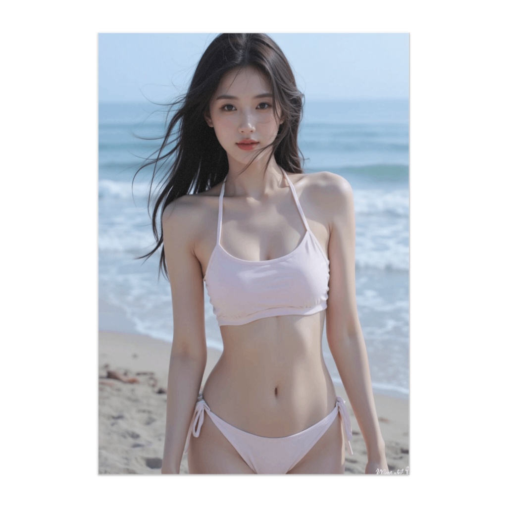 ピンクビキニ美女ビーチポスター