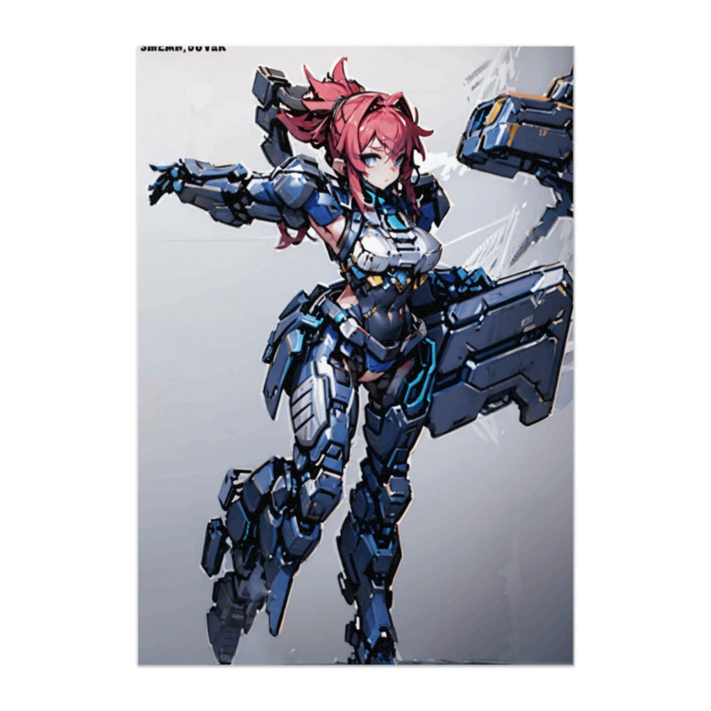メカ少女ポスター:赤髪シールドファイター