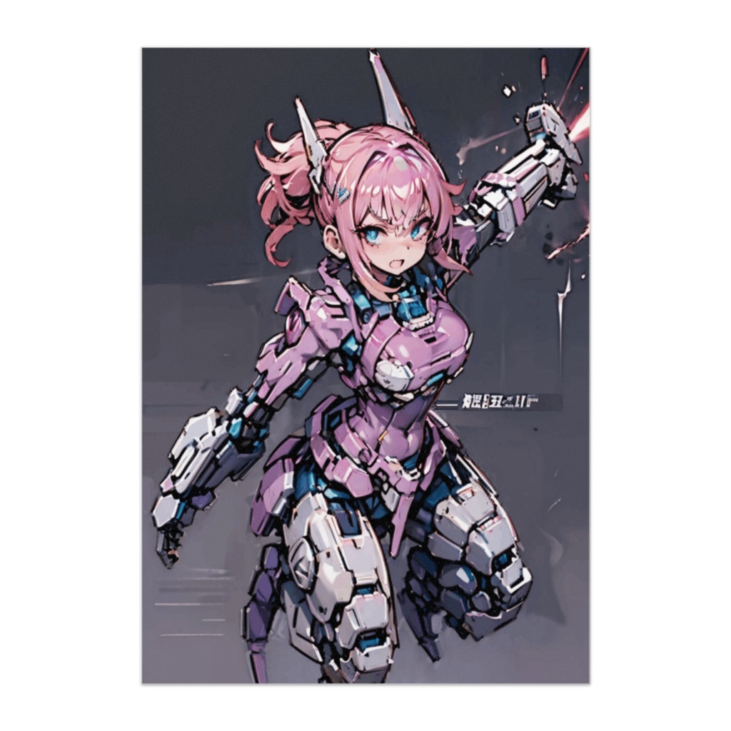 メカ少女ポスター：ピンク髪アーマーフィスト