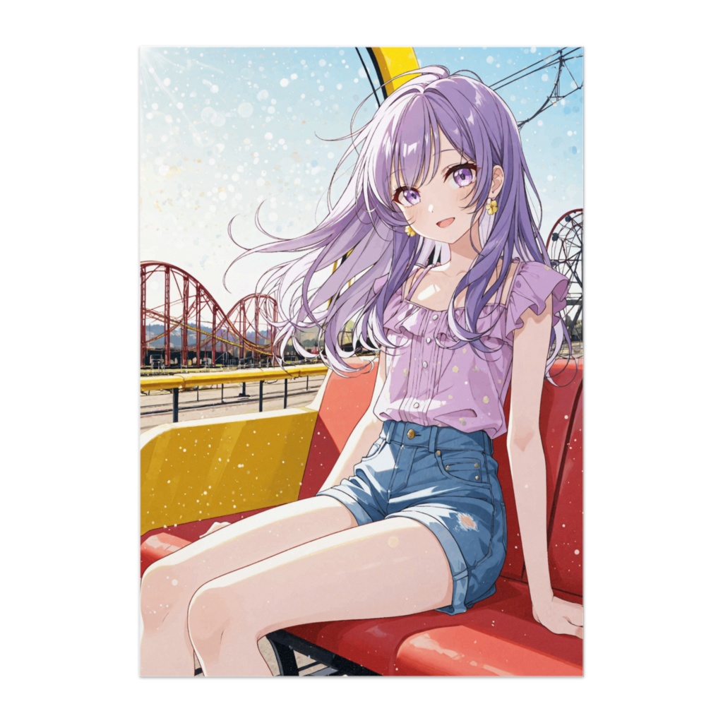 紫髪の少女と遊園地の夏ポスター
