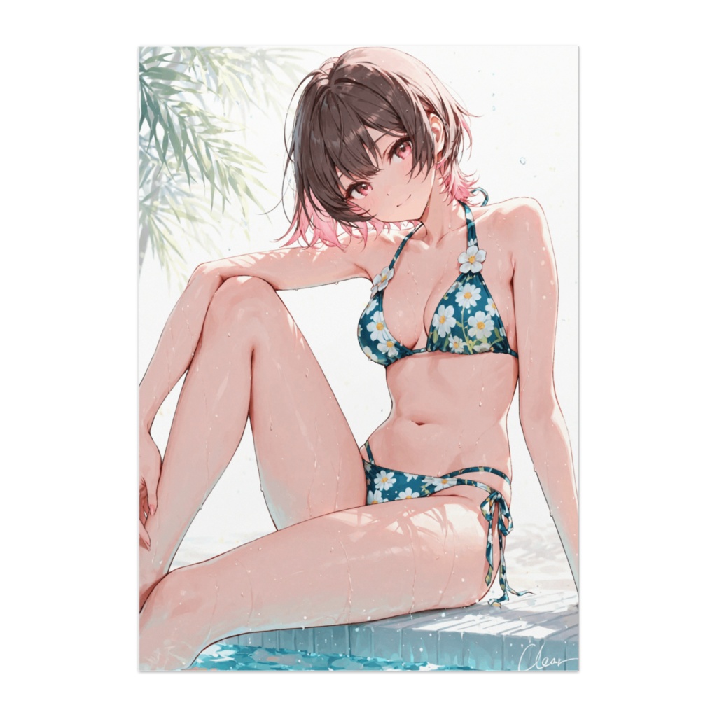 花柄ビキニの夏美少女ポスター  
