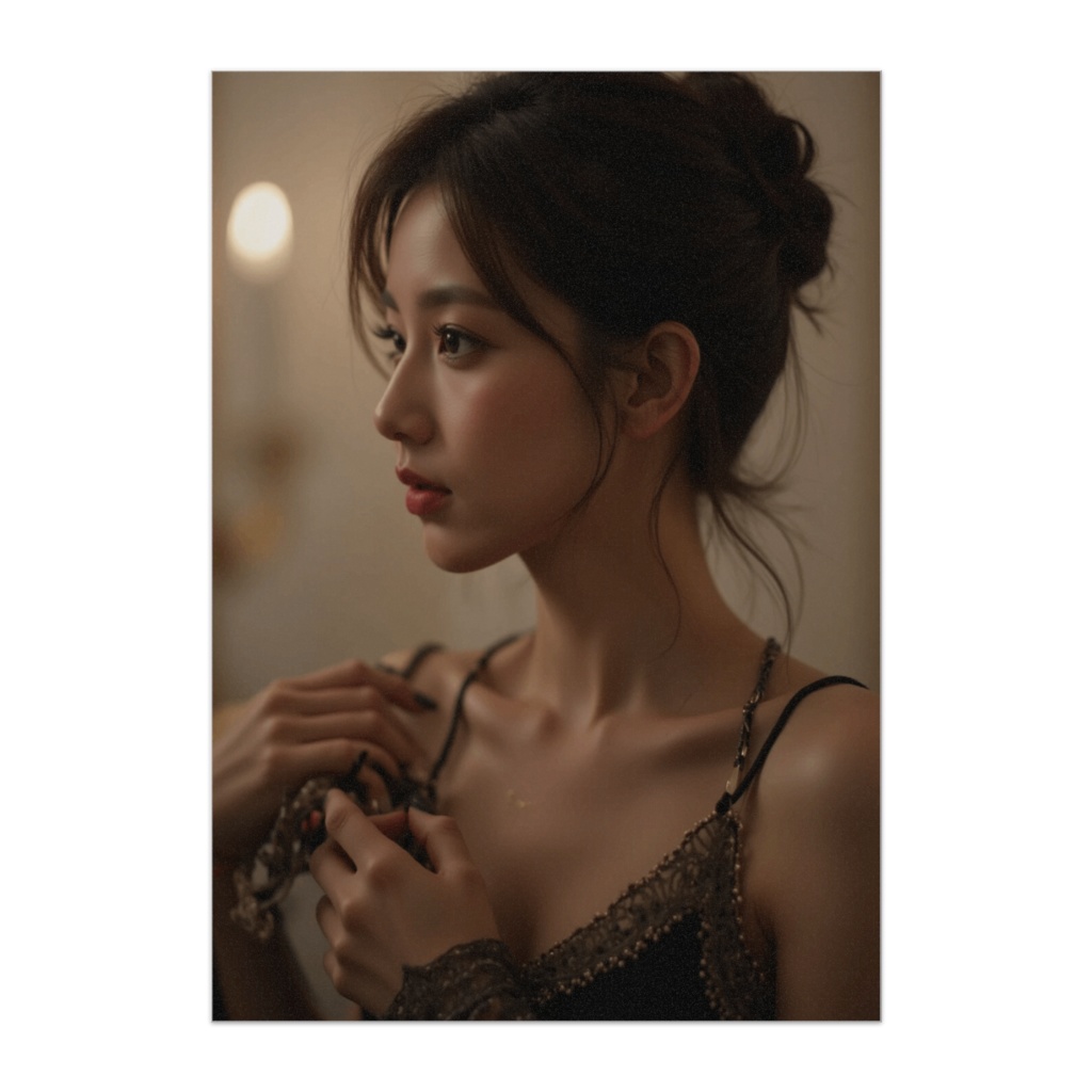 横顔を見つめるエレガント美女ポスター