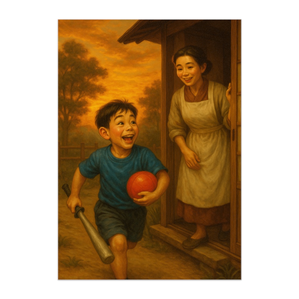 昭和レトロな夕暮れ – ごはんだよポスター  